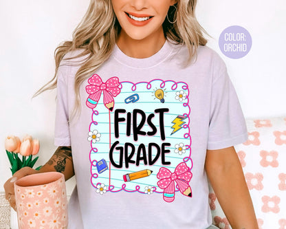 Comfort Colors® Coquette First Grade Shirt, 1st Grade Teacher Shirts