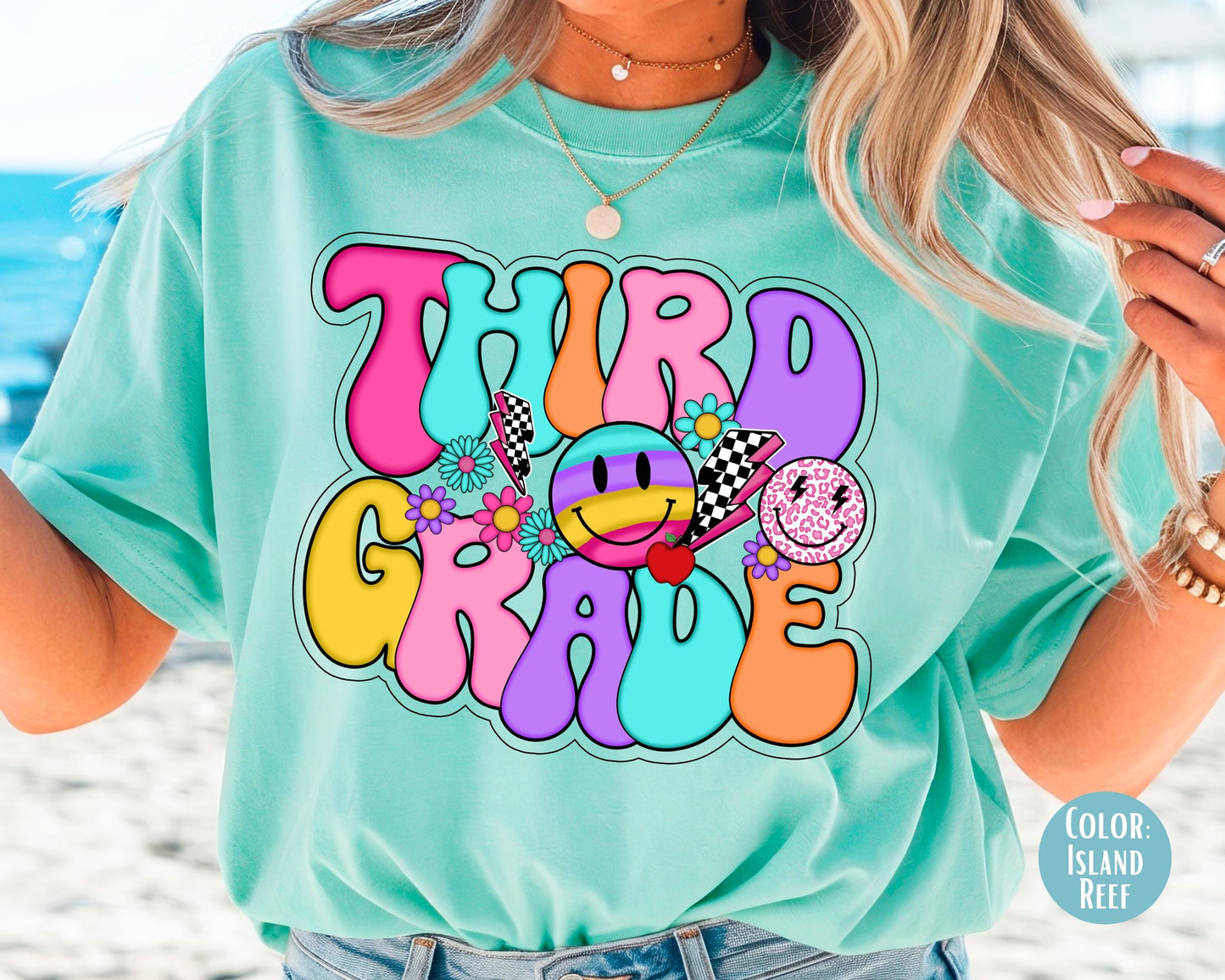 Comfort Colors® Smiley Retro Third Grade Shirt, 3rd Grade Teacher Shirts