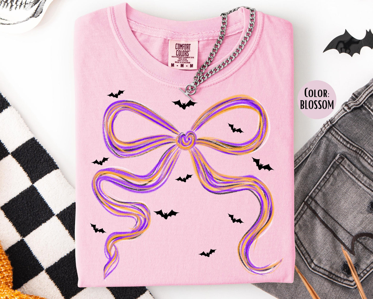 Girls Coquette Bat Shirt: Comfort Colors Halloween Tee