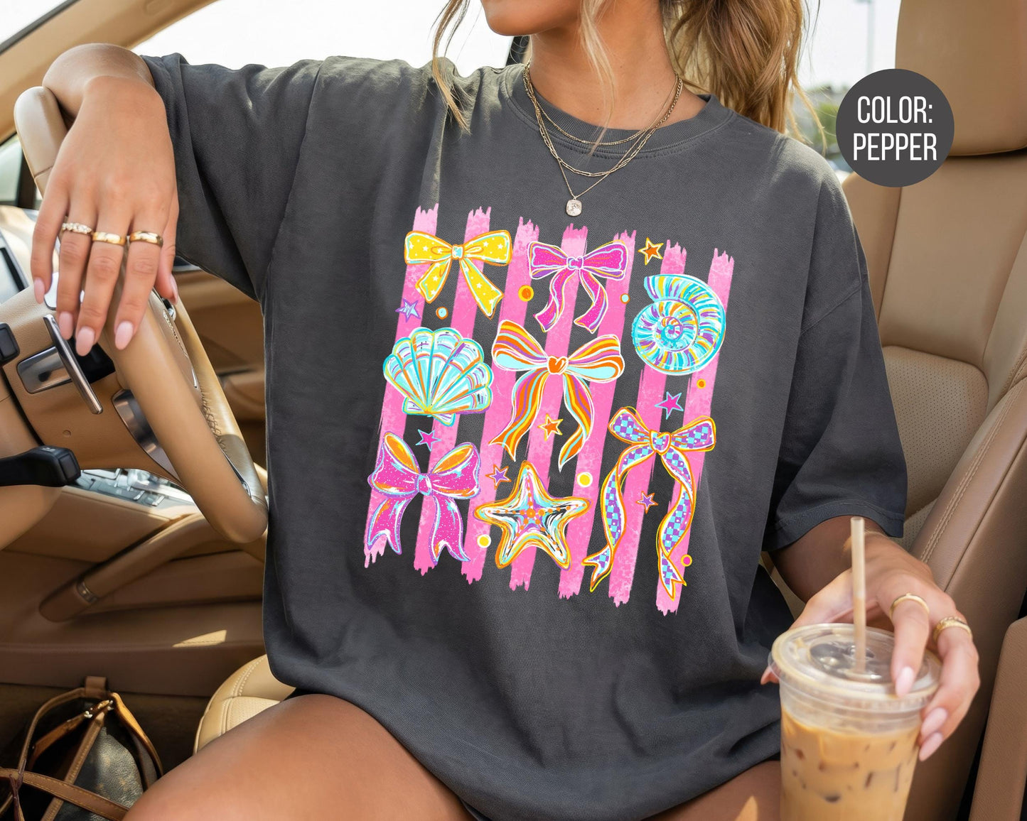 Comfort Colors® Coquette Seashells Shirt, Girly Summer Beach Shirts