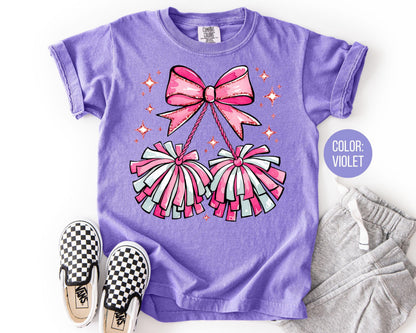 Comfort Colors Girls Cheerleader Shirt: Pom Pom Tee