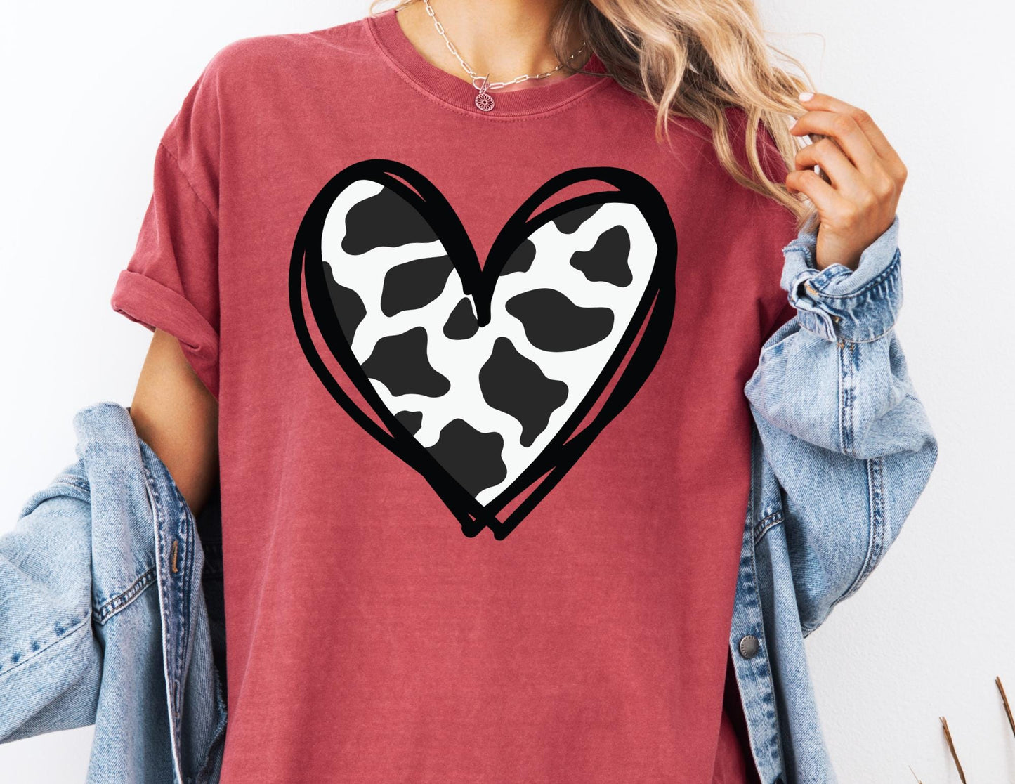 Comfort Colors Cow Print Heart Valentine's Day Shirt