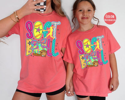 Comfort Colors Kids Softball Shirt: Girls Youth Tee