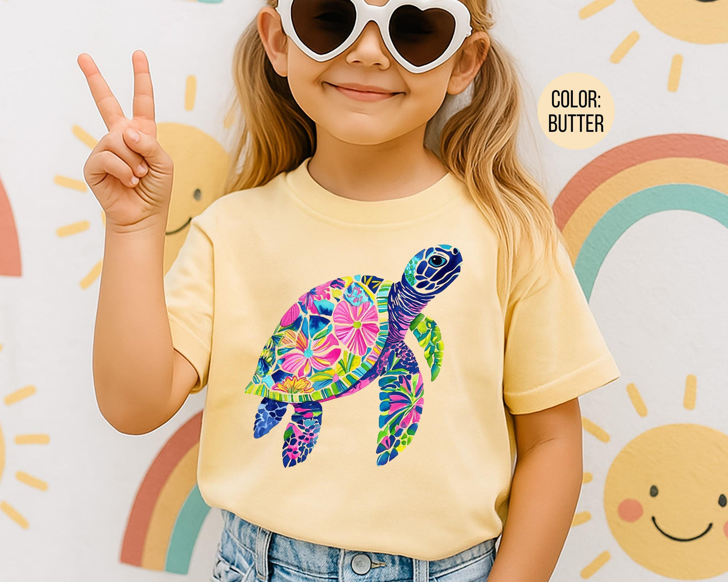 Comfort Colors® Floral Sea Turtle Shirt, Girls Summer Turtle Shirts