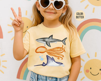 Comfort Colors® Kids Sea Creatures Shirt, Aquarium Shirts
