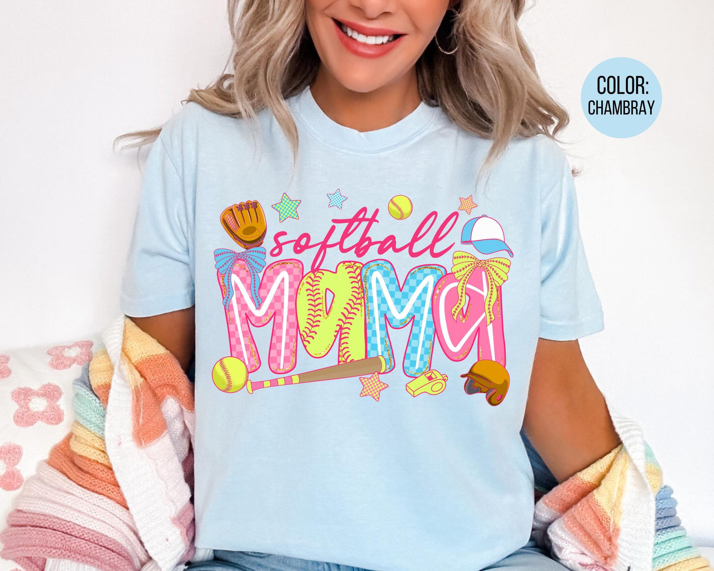 Comfort Colors Softball Mama Shirt, Softball Shirts