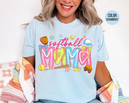 Comfort Colors Softball Mama Shirt, Softball Shirts