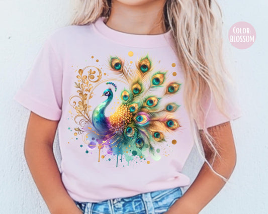 Comfort Colors Peacock Shirt: Girls & Kids Graphic Tee