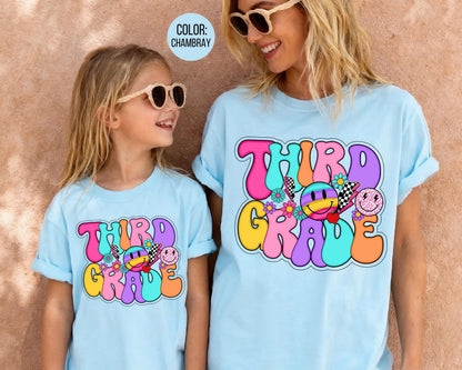 Comfort Colors® Smiley Retro Third Grade Shirt, 3rd Grade Teacher Shirts