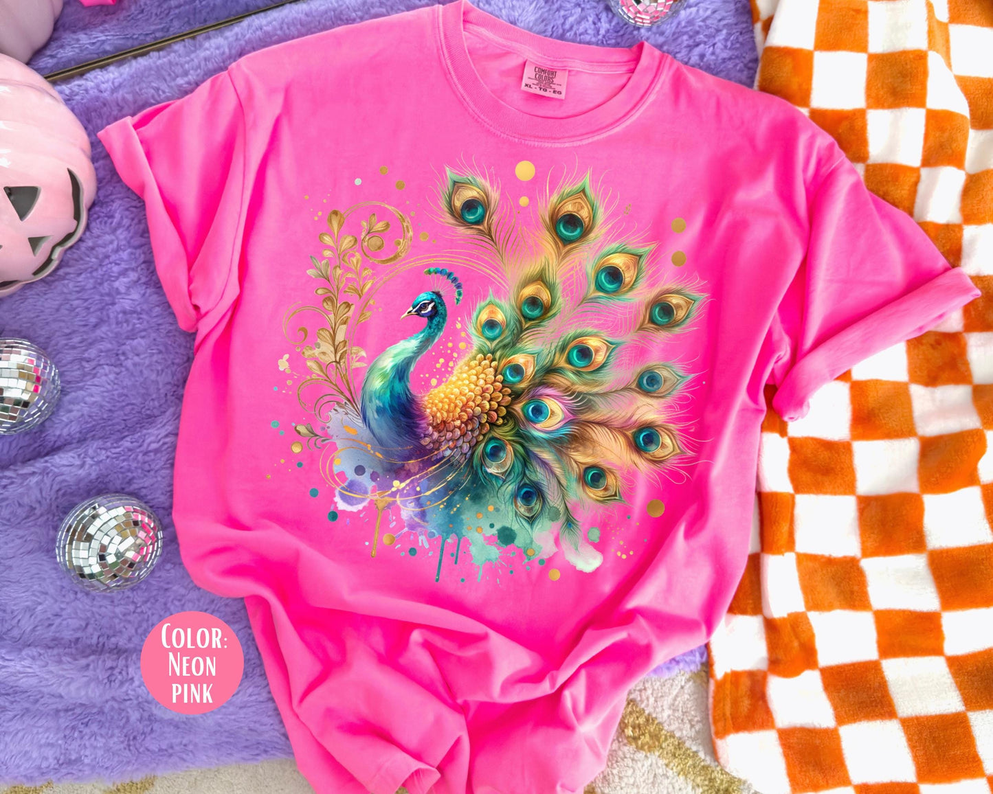 Comfort Colors Peacock Shirt: Girls & Kids Graphic Tee