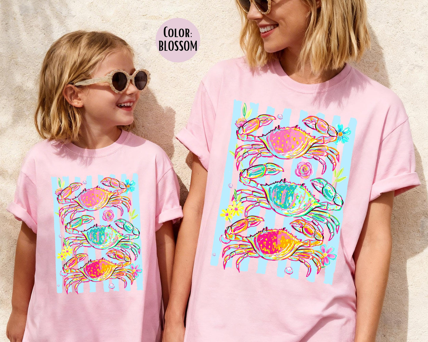 Comfort Colors® Preppy Floral Crabs Shirt, Girls Crab Shirts, Summer Tees