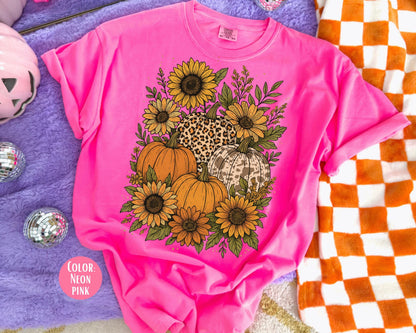Comfort Colors Floral Pumpkin Shirt: Matching Mother Daughter Fall Tee