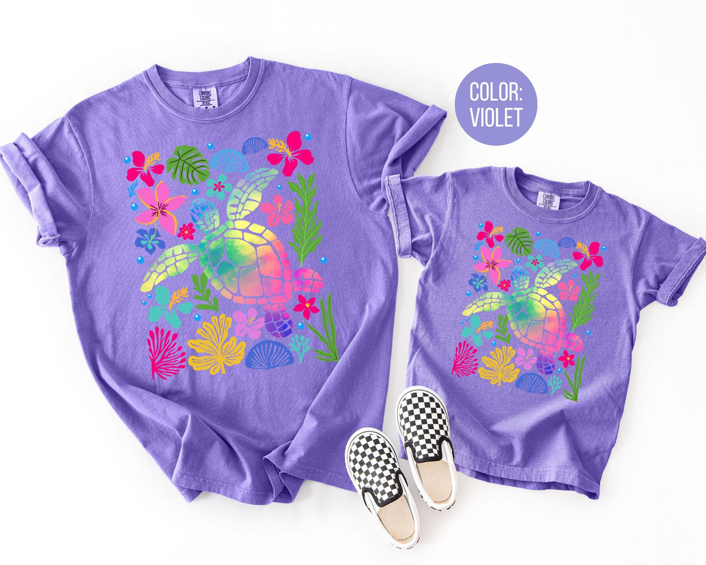 Comfort Colors® Colorful Sea Turtle Shirt, Girly Summer Shirts