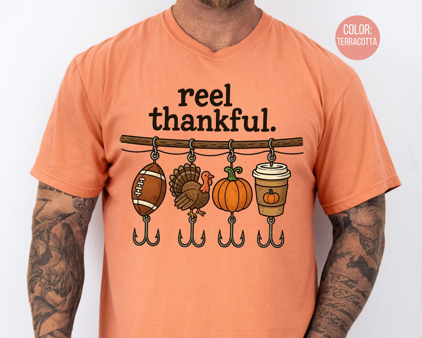 Comfort Colors Reel Thankful Shirt: Funny Thanksgiving Fishing Tee