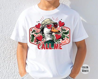 Comfort Colors® Boys Call Me Duck Shirt, Duck Hunting Valentines Day Shirts