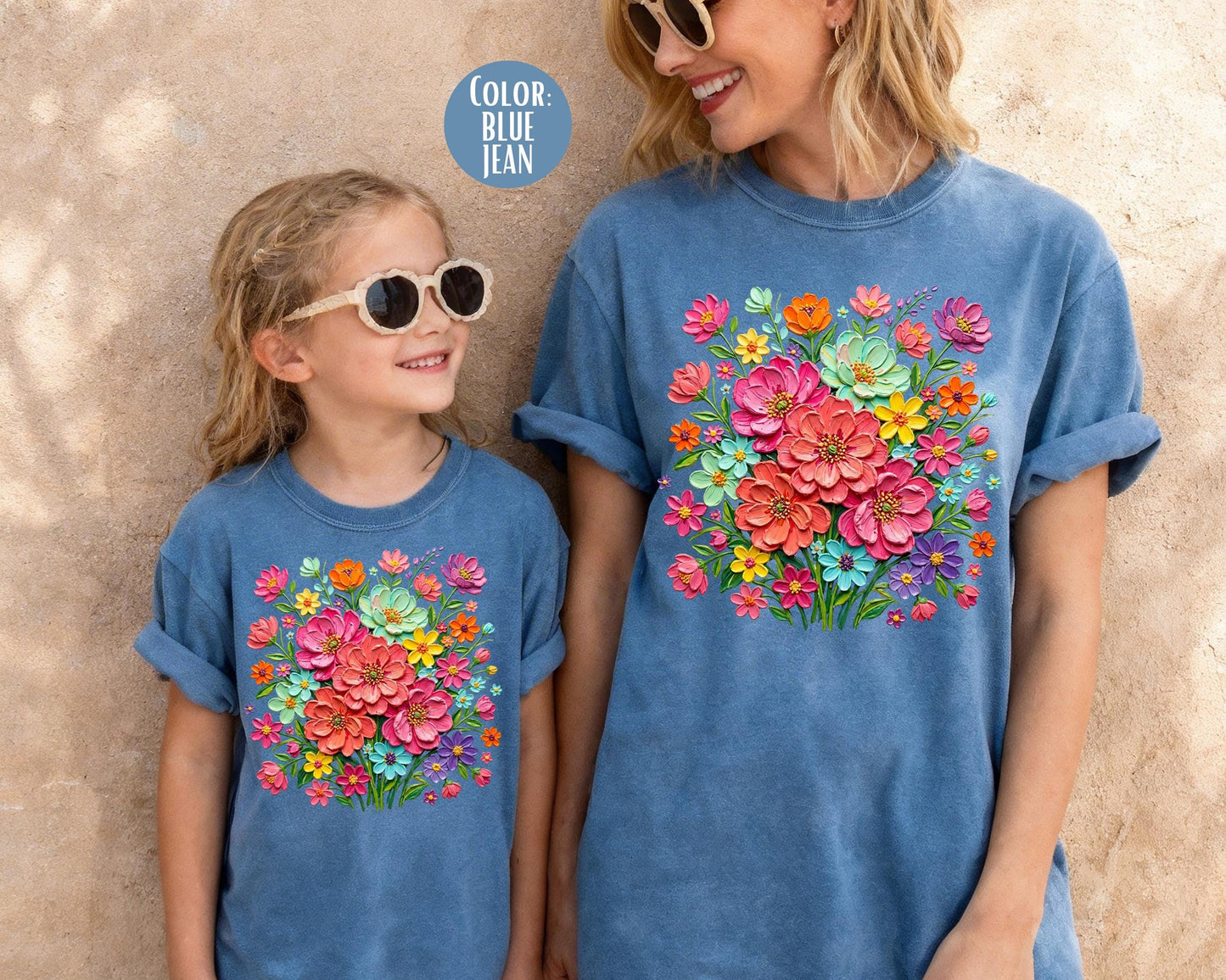 Comfort Colors® Floral Brushstroke Bouquet Shirt, Mama and Mini Flower Shirts
