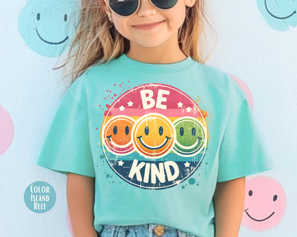 Comfort Colors Girls Be Kind Smiley Face Shirt