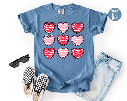 Comfort Colors Girls Heart Cakes Shirt, Mommy and Me Valentine Shirts, Kids Heart Tee