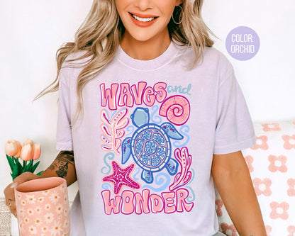 Comfort Colors® Preppy Waves and Wonder Shirt, Mama and Mini Summer Shirts