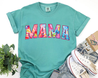 Comfort Colors Tie Dye Mama Shirt - Varsity Mom Tee