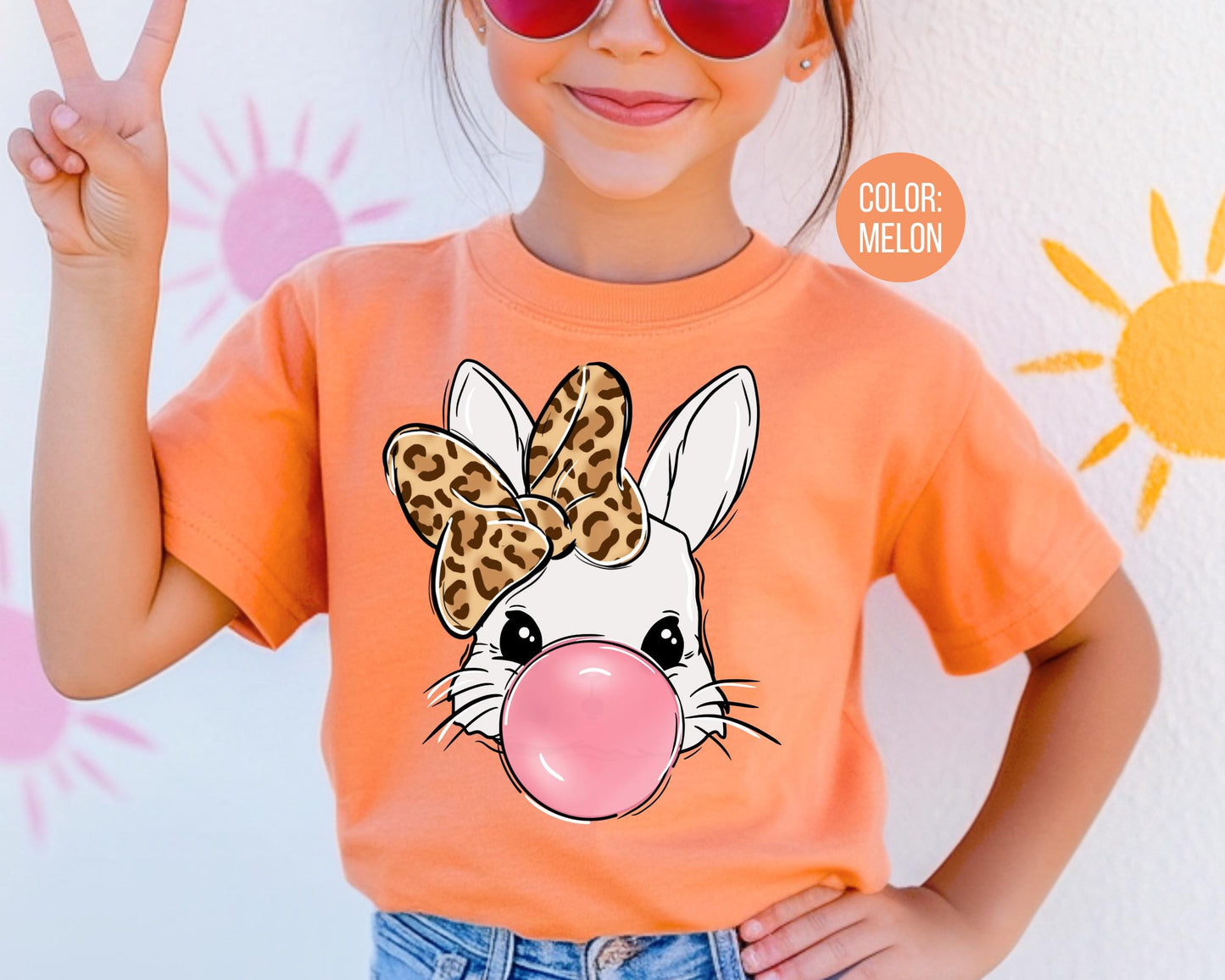 Comfort Colors® Bubble Gum Bunny Shirt, Girls Easter Bunny Shirts