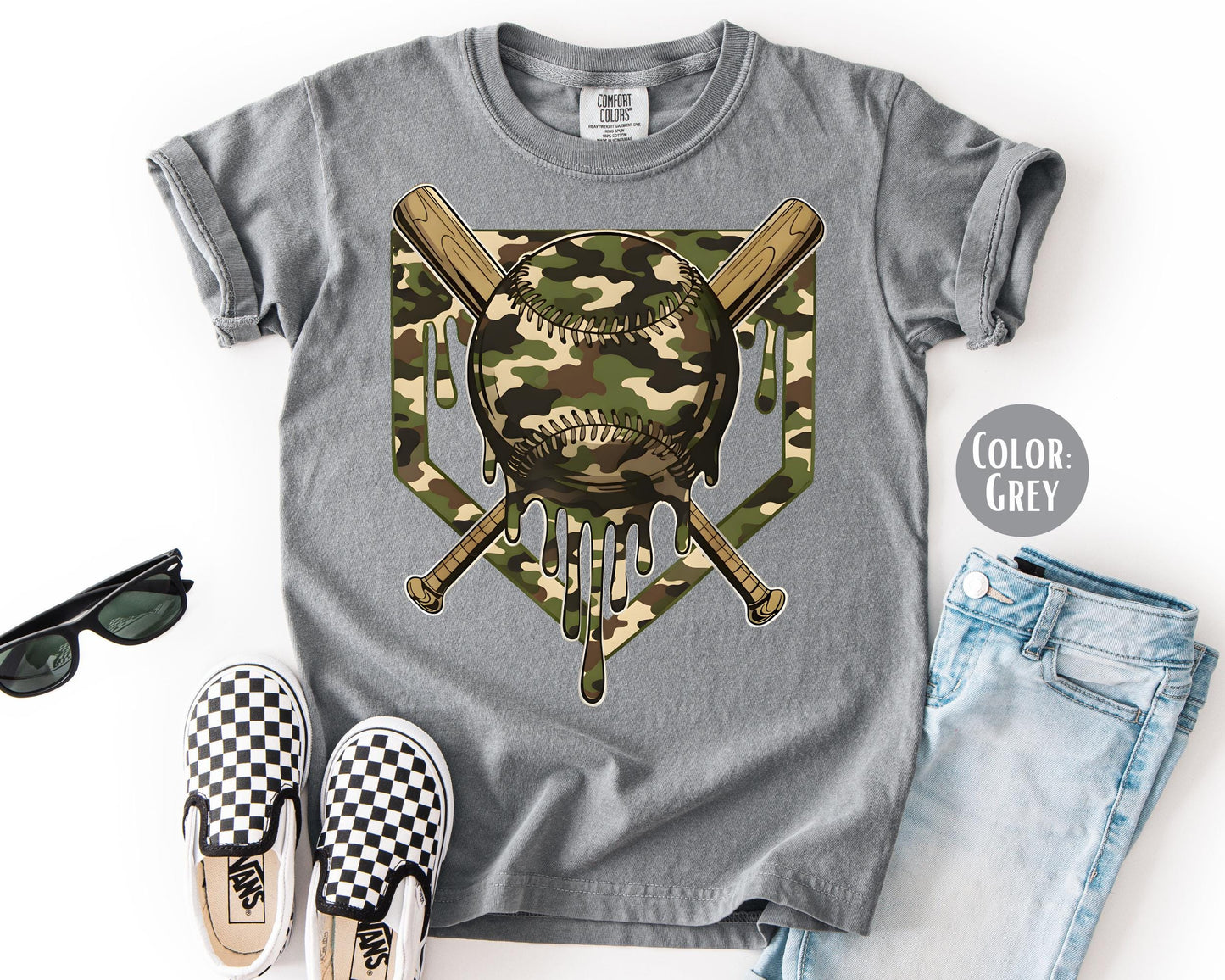Comfort Colors® Boys Camo Baseball Shirt, Kids Baseball Shirts