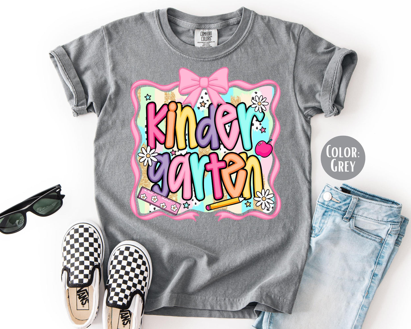 Comfort Colors Kindergarten Shirt: Preppy Coquette Back to School Tee