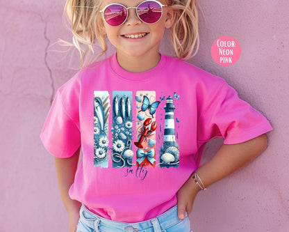 Comfort Colors® Kids Nautical Tee, Trendy Lighthouse Girls Apparel, Cute Salty Shirts, Comfort Colors Beach Shirts