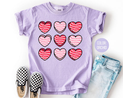 Comfort Colors Girls Heart Cakes Shirt, Mommy and Me Valentine Shirts, Kids Heart Tee