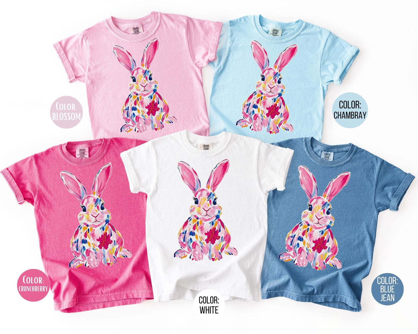 Comfort Colors® Floral Watercolor Easter Bunny Shirt, Girls Easter Shirts
