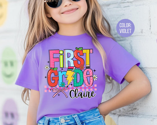 Comfort Colors First Grade Shirt: Custom Back to School Tee