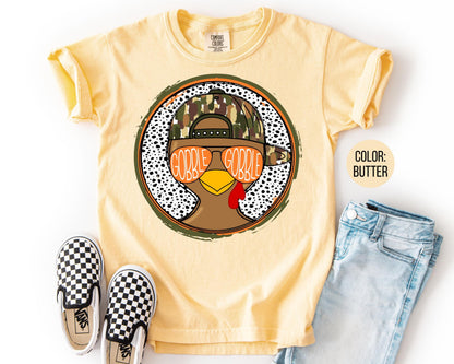 Comfort Colors Boys Thanksgiving Turkey Shirt: Gobble Matching Mom & Son