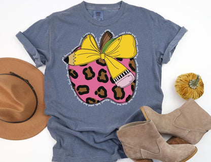 Comfort Colors Teacher Shirt: Leopard Apple Tee