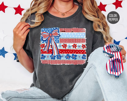 Comfort Colors Coquette American Flag Shirt, Matching 4th of July Shirts