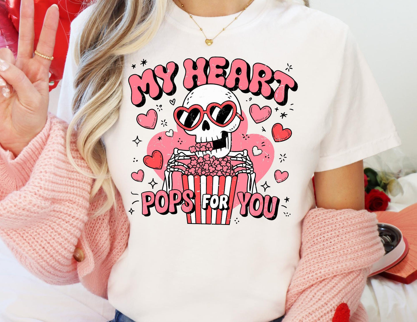 Comfort Colors Valentine Shirt: My Heart Pops For You