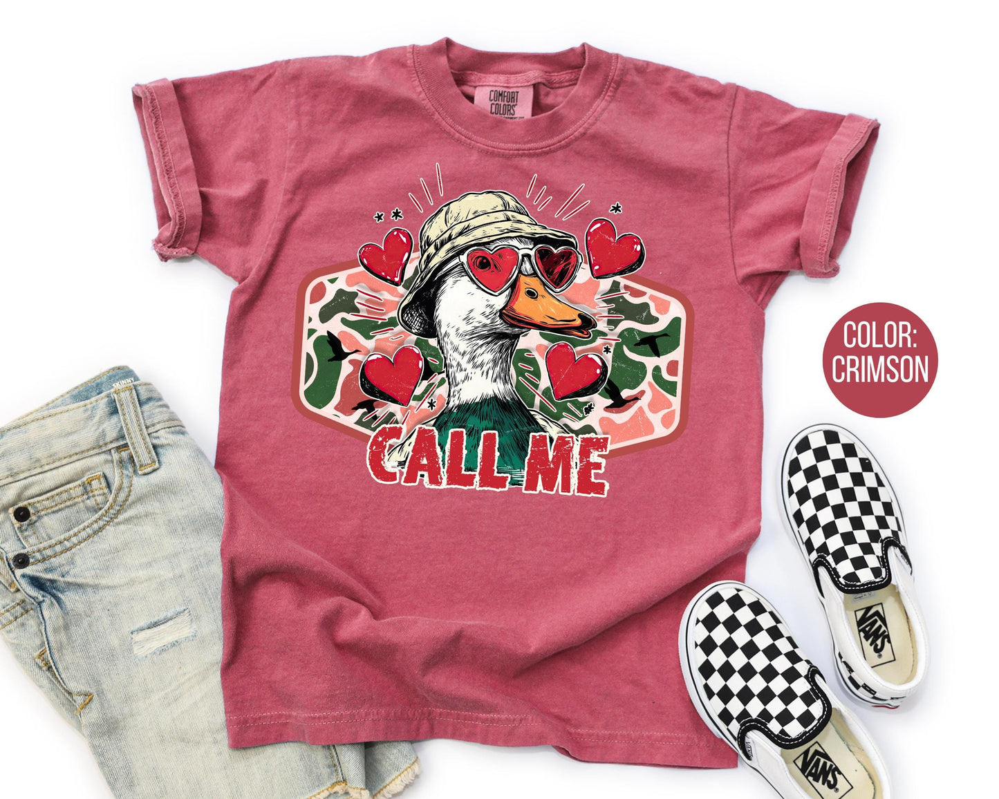 Comfort Colors® Boys Call Me Duck Shirt, Duck Hunting Valentines Day Shirts