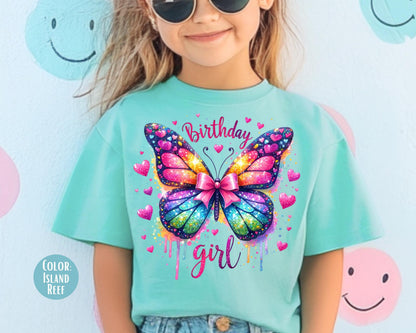 Comfort Colors Butterfly Birthday Girl Shirt