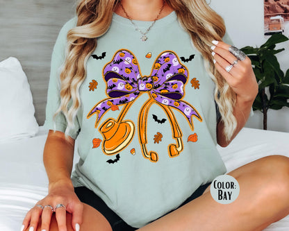 Comfort Colors Halloween Nurse Tee: Spooky Coquette Stethoscope Shirt