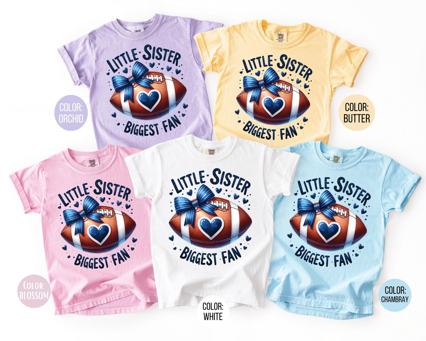 Comfort Colors® Little Sister Biggest Fan Shirt, Football Sister Shirt, Sister of Football Player, Little Sister Shirt