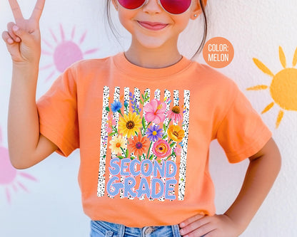 Comfort Colors® Floral Second Grade Shirt, 2nd Grade Teacher Shirts