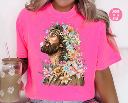 Comfort Colors® Floral Jesus Shirt, Mommy and Me Christian Shirts