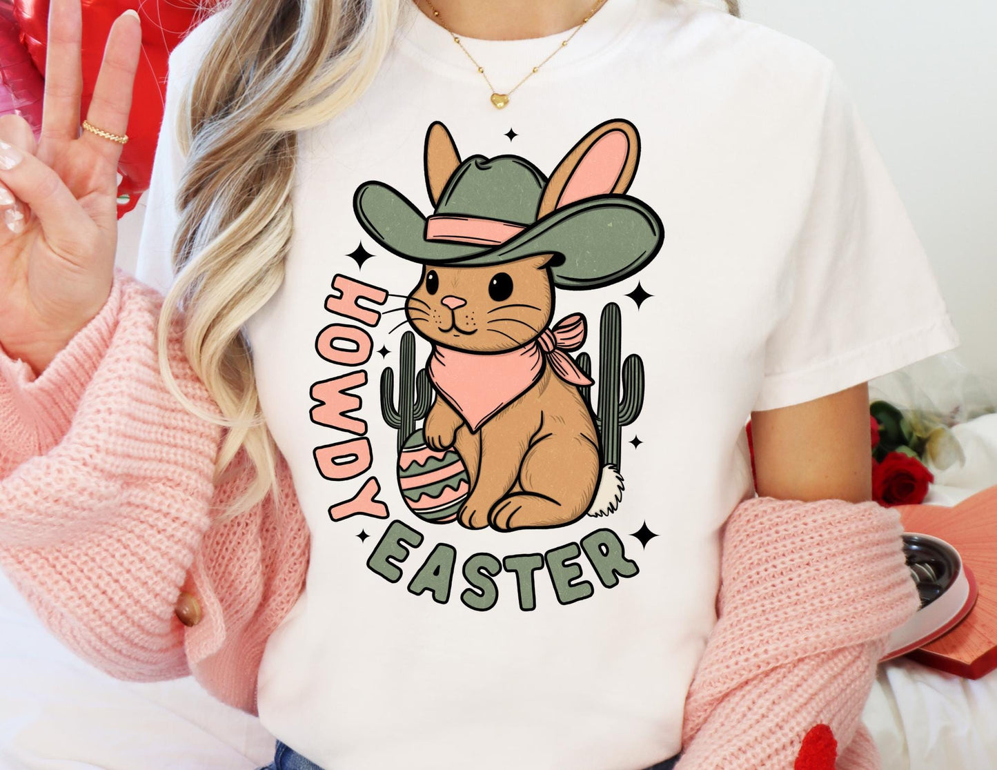 Comfort Colors Howdy Easter Shirt: Western Bunny T-Shirt
