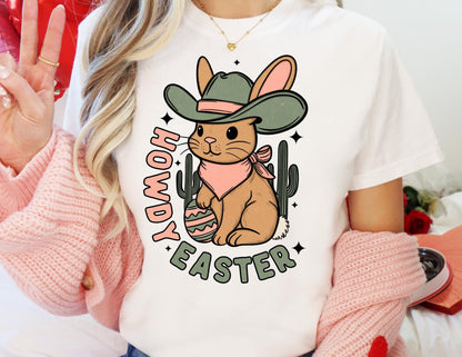 Comfort Colors Howdy Easter Shirt: Western Bunny T-Shirt