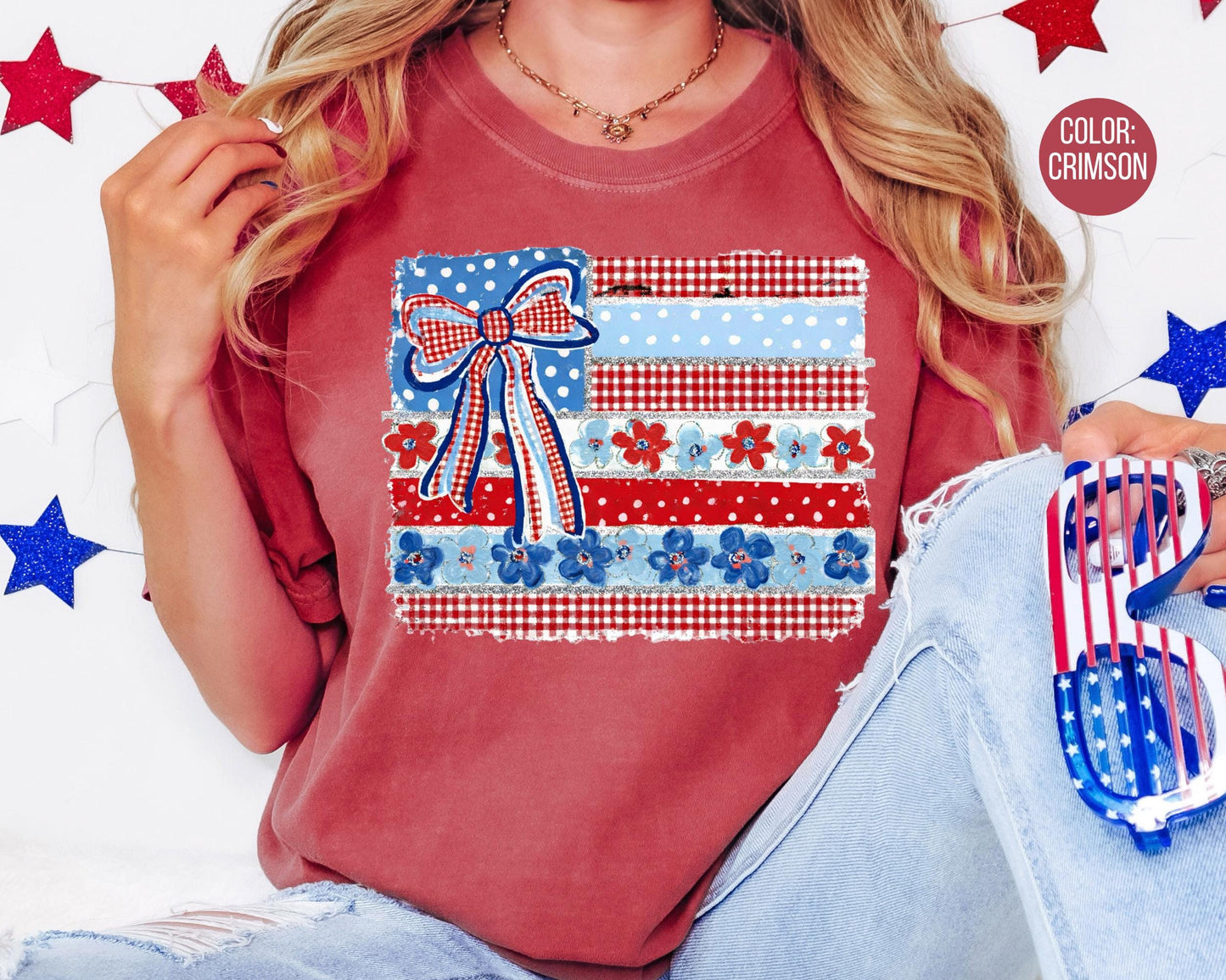Comfort Colors Coquette American Flag Shirt, Matching 4th of July Shirts