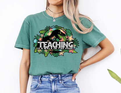 Comfort Colors Dino Teacher Shirt: Walk in the Park