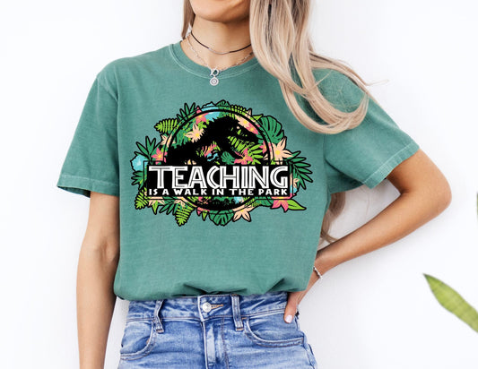 Comfort Colors Dino Teacher Shirt: Walk in the Park