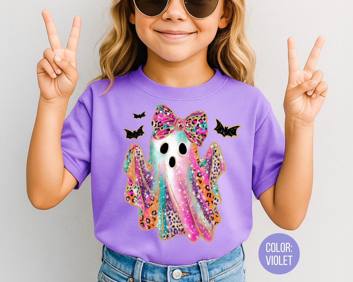 Comfort Colors Girly Leopard Ghost Halloween Shirt