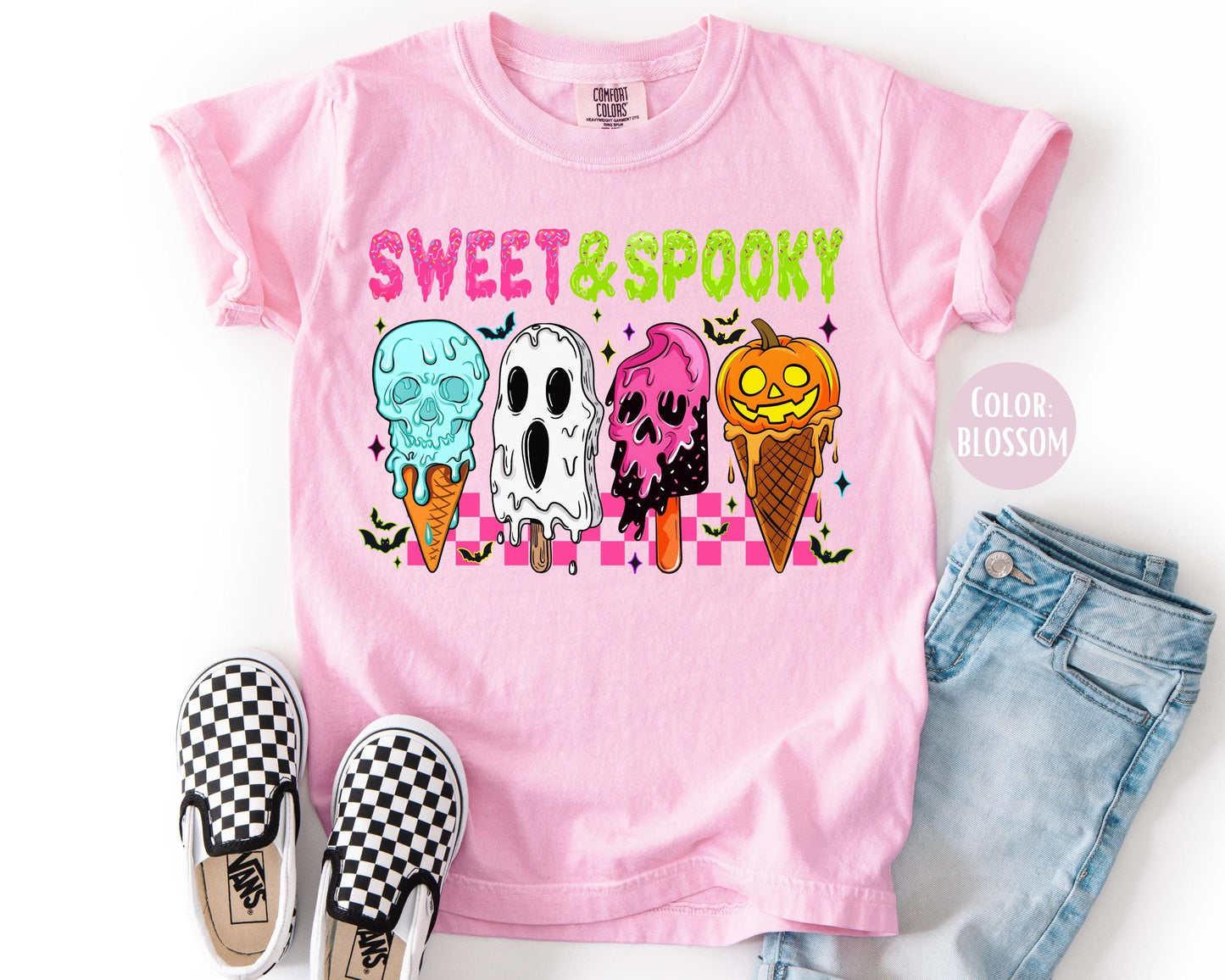 Comfort Colors Kids Halloween Shirt: Sweet & Spooky Girls Tee
