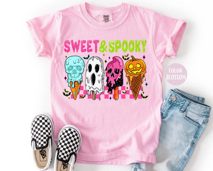 Comfort Colors Kids Halloween Shirt: Sweet & Spooky Girls Tee