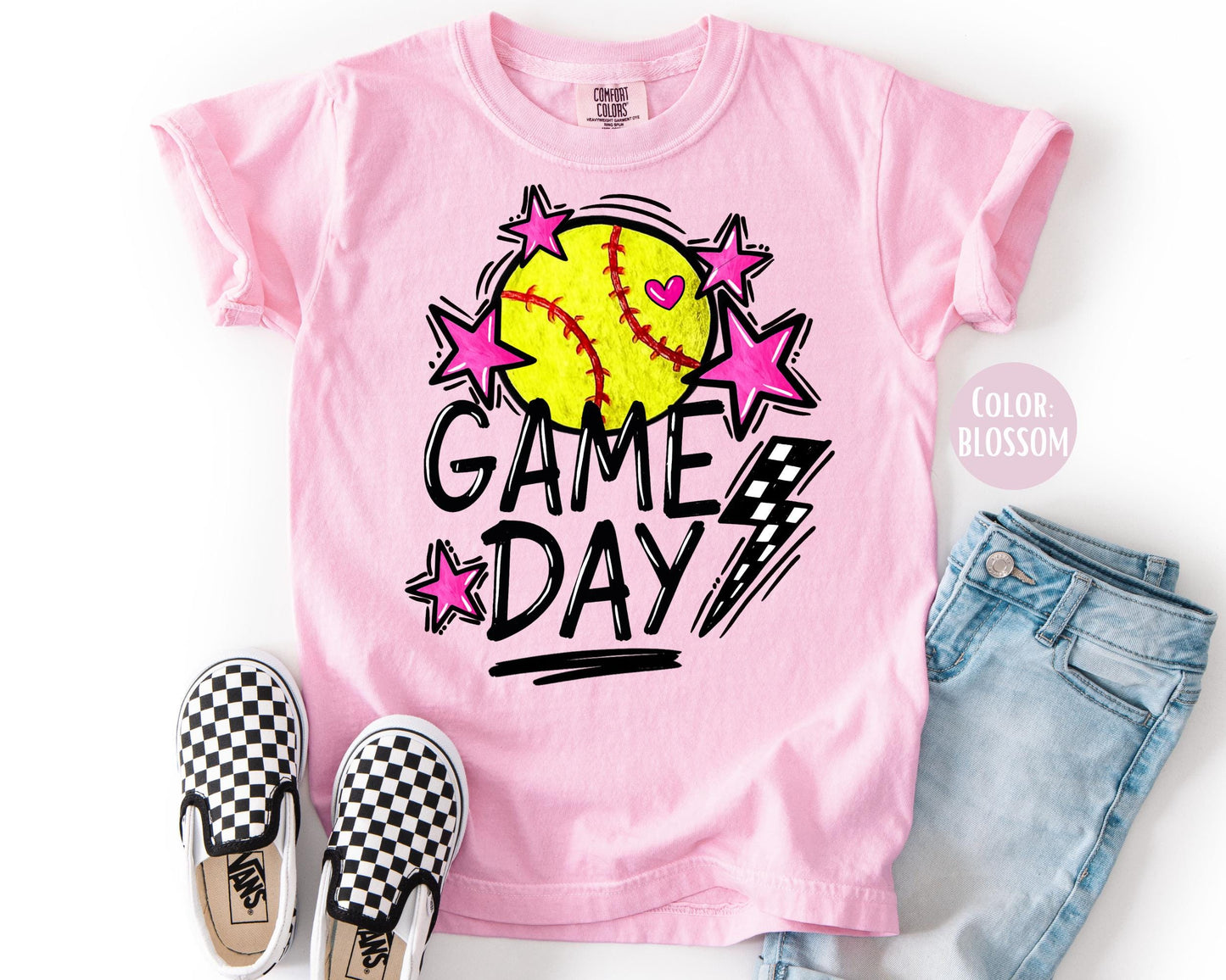 Comfort Colors Game Day Softball Shirt: Youth Softball Tee